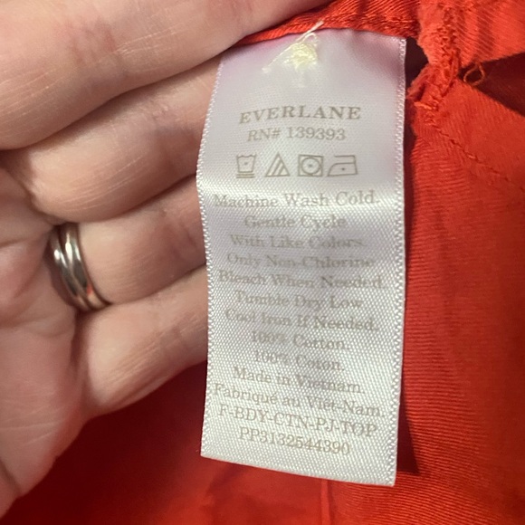 Everlane The Boxy Crop PJ Top Orange Cotton Pajama Button Up Shirt Size Small - Picture 7 of 10